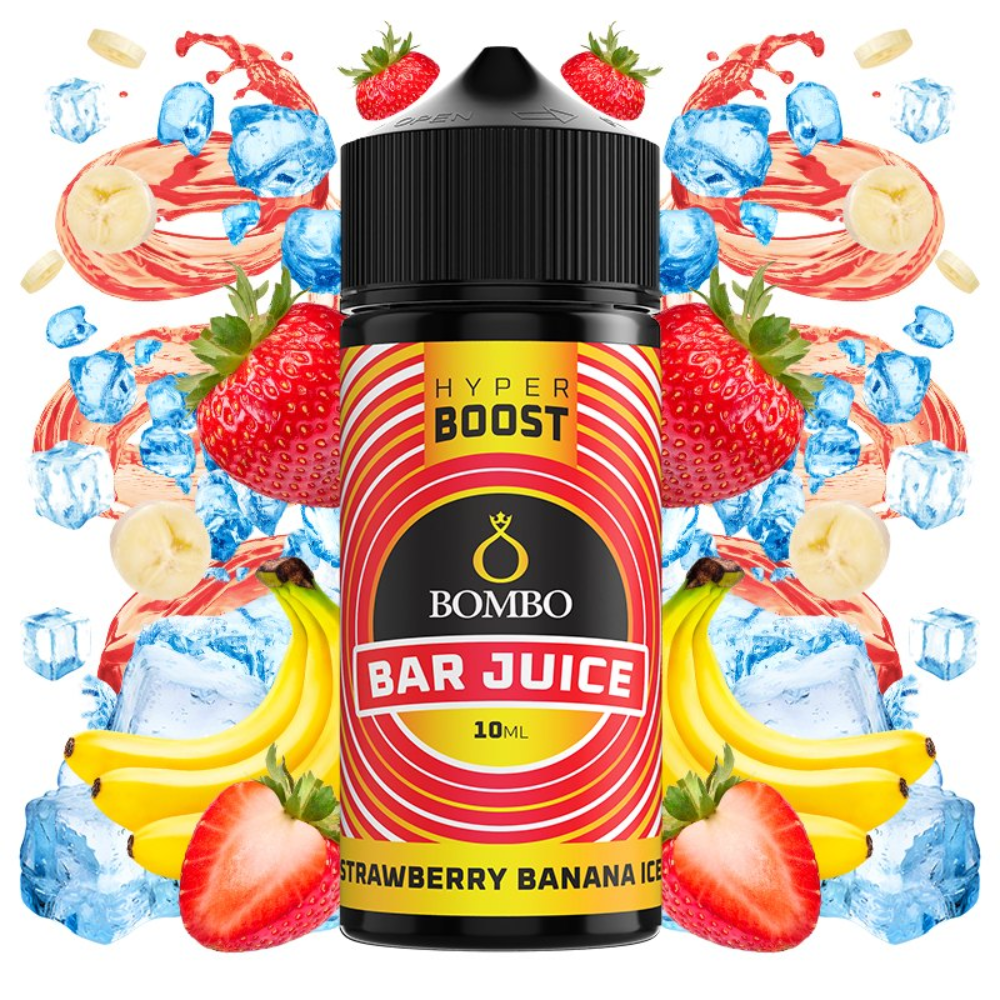 AROMA BOMBO BAR JUICE HYPER BOOST STRAWBERRY BANANA ICE 10ML/120 (LONGFILL)