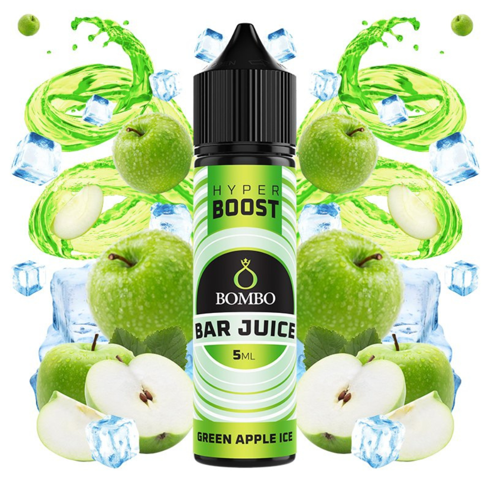 AROMA BOMBO BAR JUICE HYPER BOOST GREEN APPLE ICE 5ML/60 (LONGFILL)