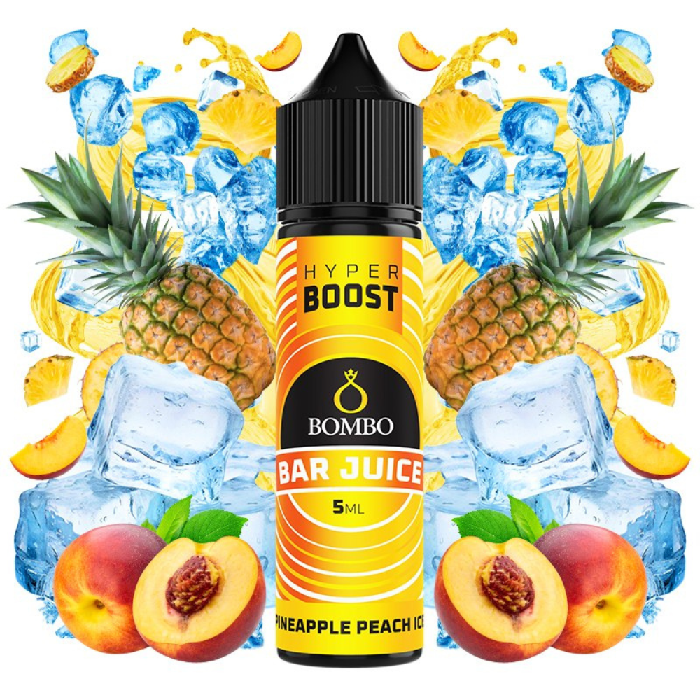 AROMA BOMBO BAR JUICE HYPER BOOST PINEAPPLE PEACH ICE 5ML/60 (LONGFILL)